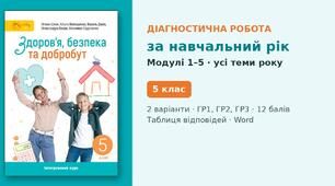 Комплексна річна підсумкова діагностична робота за навчальний рік «Здоров'я, безпека та добробут» (Модулі 1–5) — 5 клас НУШ (Шиян, Світич), 2 варіанти з відповідями