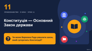 Правознавство 11 урок тема: "Конституція — Основний Закон держави"