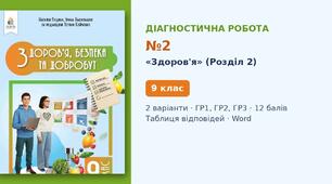Комплексна підсумкова діагностична робота №2 з теми «Здоров'я» (Розділ 2) — Здоров'я, безпека та добробут, 9 клас НУШ (Гущина, Василашко, Освіта 2026), 2 варіанти з відповідями