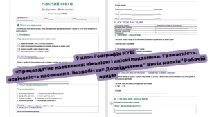 «Працездатне населення: кількісні і якісні показники. Грамотність, освіченість населення. Безробіття» Дослідження " Витік мозків" Робочій аркуш