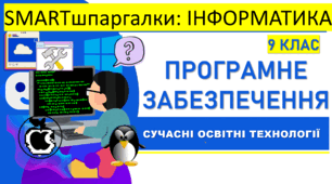 SMARTшпаргалки | Інформатика 9 клас. Програмне забезпечення | 14 візуальних шпаргалок А4