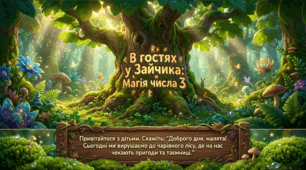 Презентація+конспект заняття "В гостях у зайчика. Число та цифра 3". Логіко-математичний розвиток. Середня група. Вересень.