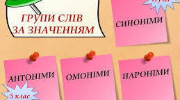  5 клас. Синоніми. Антоніми. Омоніми.