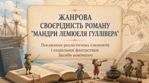 Жанрова своєрідність роману Дж. Свіфта «Мандри Лемюеля Гуллівера». Поєднання реалістичних елементів і соціальної фантастики. Засоби комічного