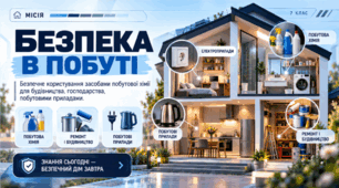 Безпека в побуті. Безпечне користування засобами побутової хімії для будівництва, господарства, побутовими приладами. ЗБД 7 клас НУШ за підручником Гущина