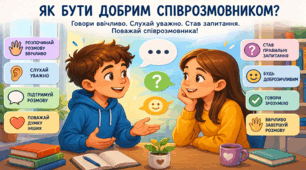Як бути добрим співрозмовником? Як розпочати і підтримувати розмову, як завершити розмову ввічливо? Як показати, що ви слухаєте? Як правильно запитувати?