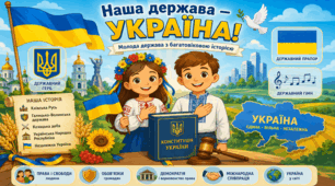 Наша держава — Україна. Україна — молода держава з багатовіковою історією. Проголошення незалежності України. Державна символіка України. Конституція України — основний закон нашої держави. Якою нашу державу бачить світ?