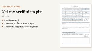 Геометрія 8 клас НУШ (Істер) · Усі самостійні роботи на рік — 10 робіт, 4 варіанти з відповідями