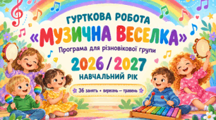 ГУРТКОВА РОБОТА «МУЗИЧНА ВЕСЕЛКА» програма для різновікової групи на 2026/2027 навчальний рік