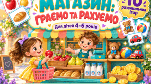 «Магазин: граємо та рахуємо» — комплект із 10 розвивальних ігор для дітей 4–6 років