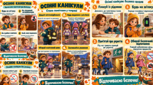 🍂🦉 12 плакатів «Осінні канікули: відпочиваємо безпечно!»