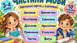 «Частини мови» — навчальні картки у картинках для 3–4 класу