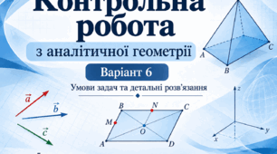 Контрольна робота з аналітичної геометрії. Варіант 6. Умови задач та детальні розв’язання