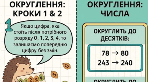 Округлення натуральних чисел. Шпаргалка-закладка