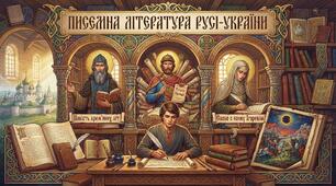 Інфографіка на тему: "Писемна література Русі-України"