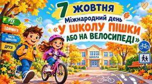 7 жовтня Міжнародний день "У школу пішки або на велосипеді"