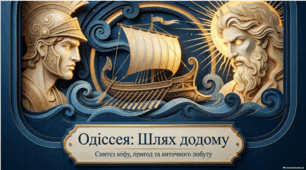 Гомер. «Одіссея». Міфологічні, пригодницькі й побутові елементи в «Одіссеї». Уславлення людського розуму, вірності, винахідливості й допитливості. Засудження беззаконня, насильства й несправедливості та само-впевненості й марнославства. Образ Одіссея.