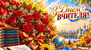 🍂🍁🍂☀️Святкова листівка до Дня вчителя❤️🩷💕