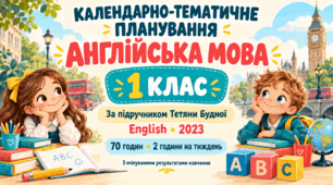 Календарно-тематичне планування з англійської мови — 1 клас, 70 годин, за підручником Тетяни Будної «English» (2023)