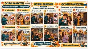 🍂🦉 12 плакатів «Осінні канікули: відпочиваємо безпечно!» 5-9 класи