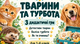 Всесвітній день тварин: комплект «Тварини та турбота» — 3 дидактичні гри для 1–4 класів