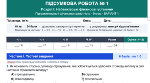 Підсумкова робота № 1 «Небанківські фінансові установи»