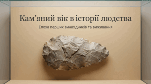 Презентація на тему: "Кам’яний вік в історії людства" + конспект за презентацією+тести