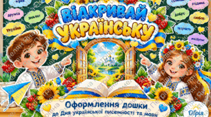 Оформлення дошки до Дня української писемності та мови «Відкривай українську»