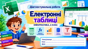 Діагностувальна робота № 6 «Електронні таблиці» — Інформатика, 6 клас