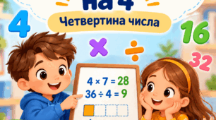 Множення і ділення на 4. Четвертина числа