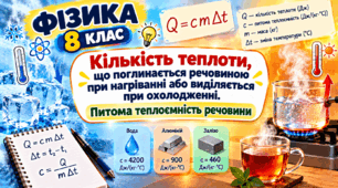 Кількість теплоти, що поглинається речовиною при нагріванні або виділяється при охолодженні. Питома теплоємність речовини.   ФІЗИКА 8 клас