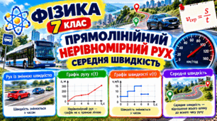 Прямолінійний нерівномірний рух. Середня швидкість  ФІЗИКА 7 клас