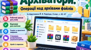 Архіватори. Операції над архівами файлів — робочий аркуш 8 клас НУШ