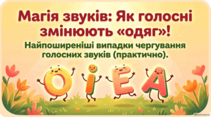 Найпоширеніші випадки чергування голосних звуків. Презентація