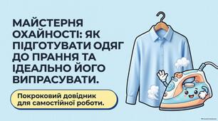 Прасування блузок, сорочок, суконь. Підготовка речей до пральні.