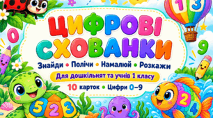 «Цифрові схованки»: 10 розвивальних карток для вивчення цифр 0–9