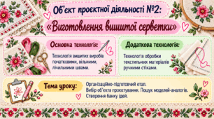 6 клас. Виготовлення вишитої серветки. Урок 1.