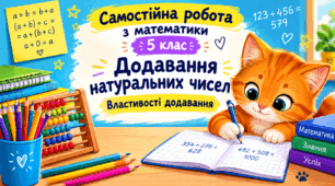 МАТЕМАТИКА, 5 КЛАС НУШ | Тест ДОДАВАННЯ НАТУРАЛЬНИХ ЧИСЕЛ | Властивості, пошук помилок, логічні завдання 