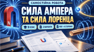 Самостійна робота «Сила Ампера та сила Лоренца». Фізика, 9 клас. Два варіанти