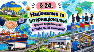 Національні та інтернаціональні форми виробництва в глобальній економіці. Презентація, інфографіка, робочий аркуш