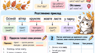 «Головні та другорядні члени речення» (модифікований дидактичний матеріал для учнів з ООП)