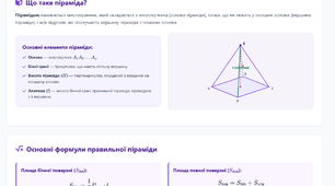 Інтерактивний навчальний модуль з геометрії для 11 класу: «Піраміда» (за підручником О. Істера)