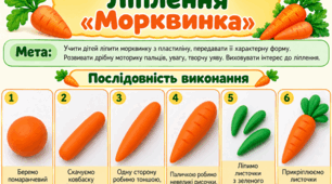 Заняття з ліплення: "Ліпимо морквинку"