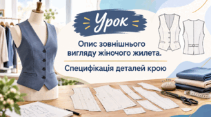 Опис зовнішнього вигляду жіночого жилета. Специфікація деталей крою
