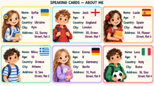 Speaking Cards «About Me»: ім’я, вік, країна, місто та адреса (Start up 3)