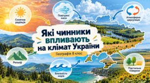 Які чинники впливають на клімат України. Презентація.Географія .8 клас.