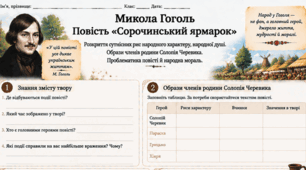 Микола Гоголь. Повість "Сорочинський ярмарок" Робочі аркуші