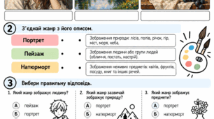 «Жанри образотворчого мистецтва: портрет, пейзаж, натюрморт» — модифікований навчальний матеріал для учнів з ООП (8 клас, НУШ)