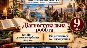 ДІАГНОСТУВАЛЬНА РОБОТА «Біблія — духовна скарбниця людства. Від античності до Відродження» Зарубіжна література, 9 клас НУШ . Підручник: Волощук