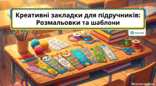 Креативні закладки для підручників: Комплект кольорових шаблонів, розмальовки та інструкція (НУШ)